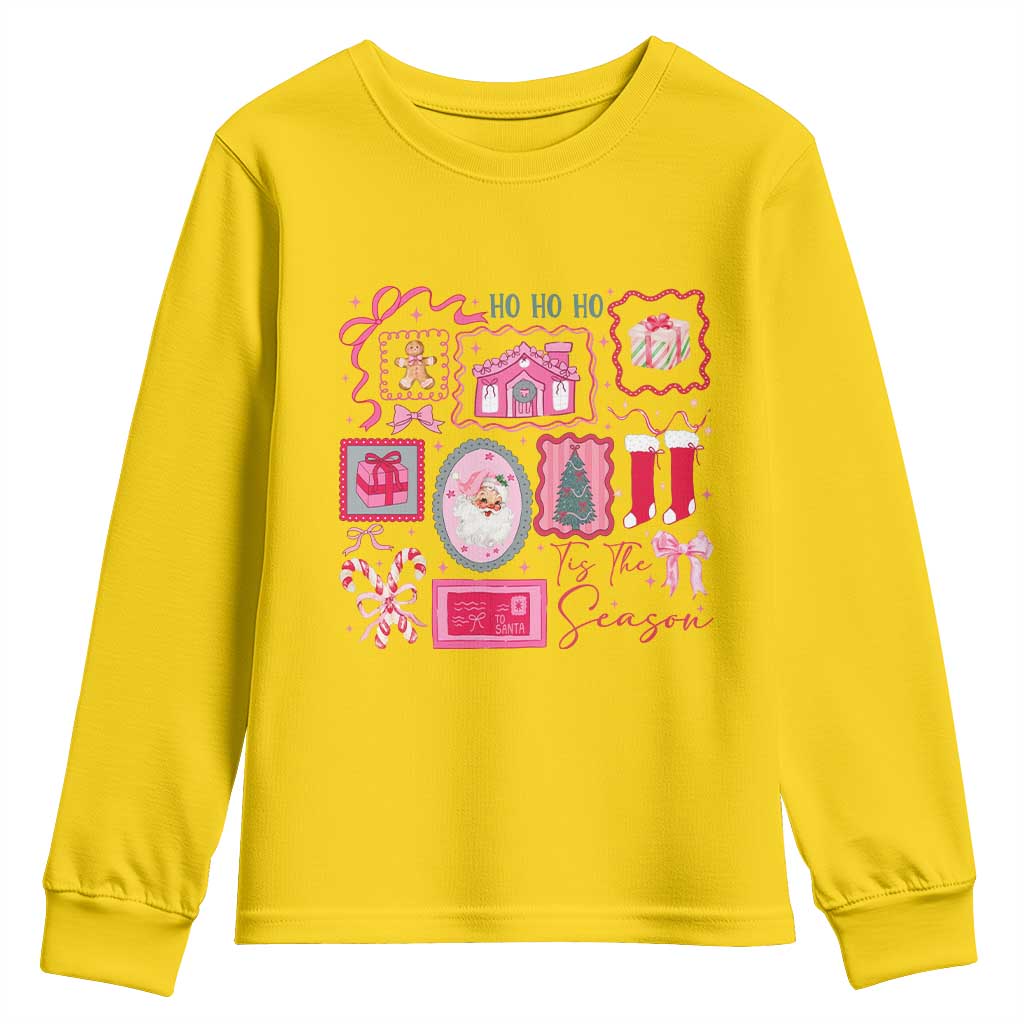 Pink Christmas Youth Sweatshirt Old Xmas Vintage Pink Santa Claus - Wonder Print Shop
