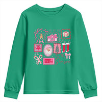 Pink Christmas Youth Sweatshirt Old Xmas Vintage Pink Santa Claus - Wonder Print Shop