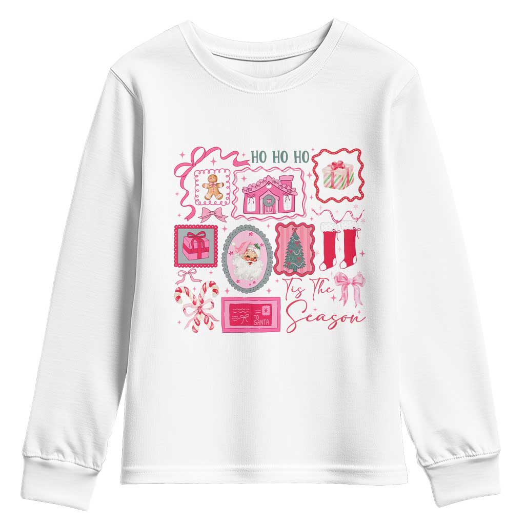 Pink Christmas Youth Sweatshirt Old Xmas Vintage Pink Santa Claus - Wonder Print Shop
