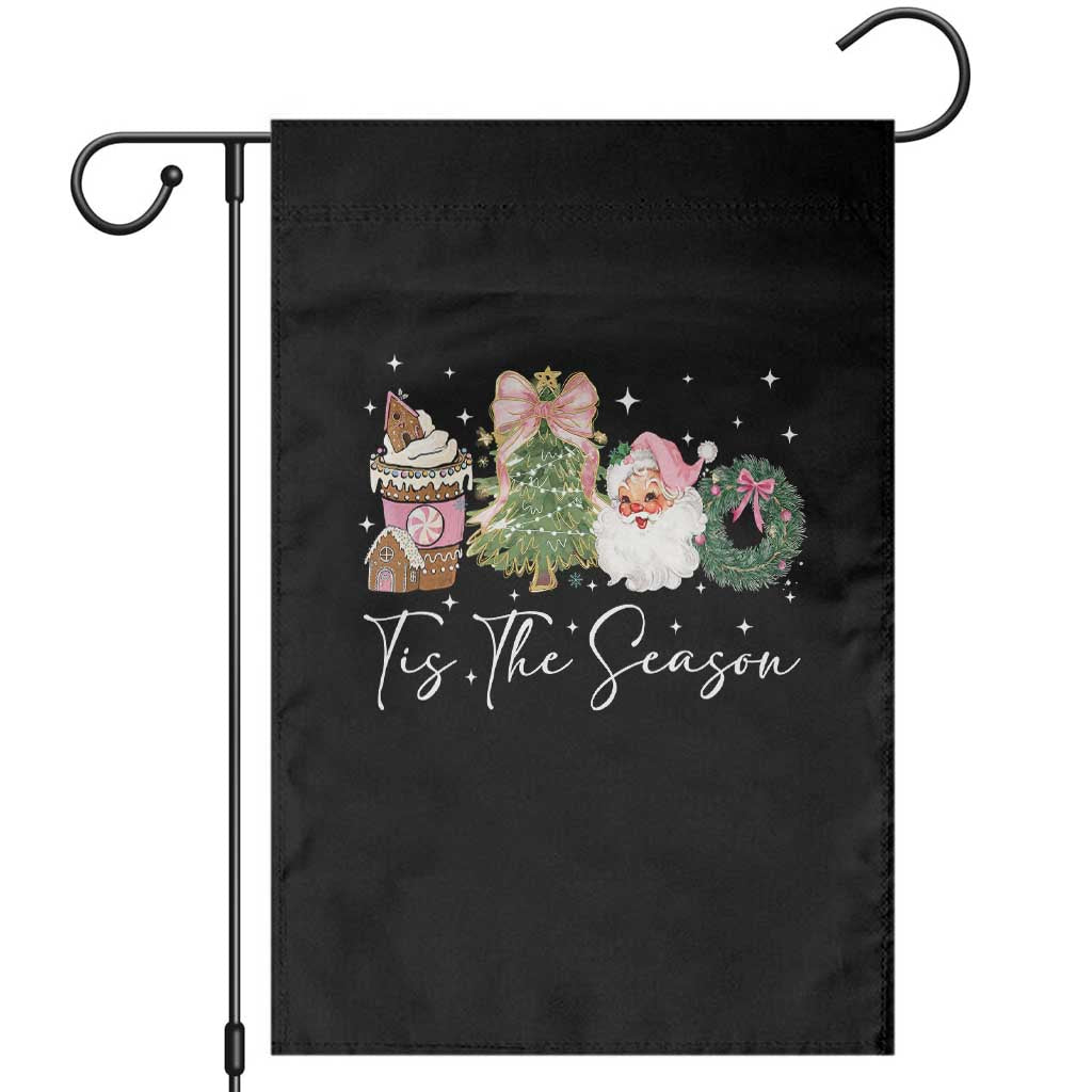 Christmas Tis The Season Garden Flag Cute Winter Old Xmas Vintage Pink Santa Claus - Wonder Print Shop
