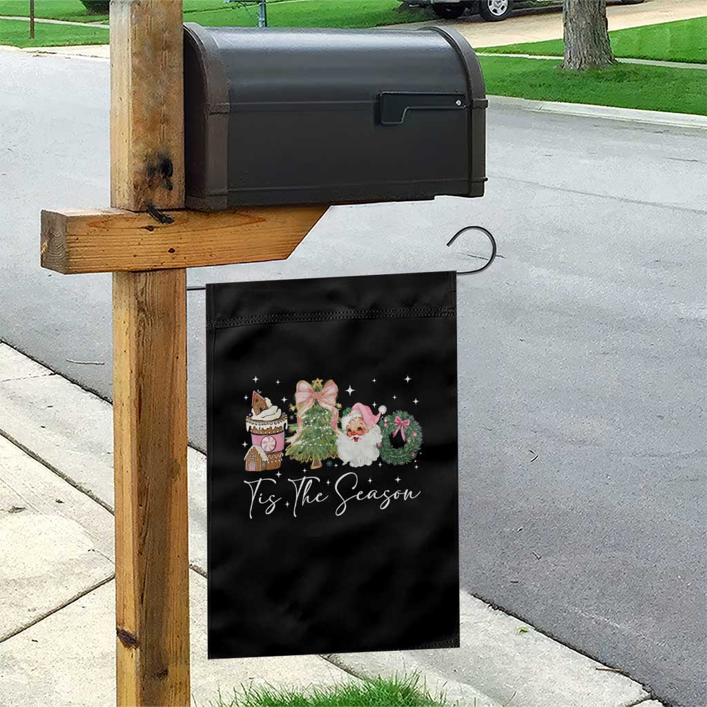Christmas Tis The Season Garden Flag Cute Winter Old Xmas Vintage Pink Santa Claus - Wonder Print Shop