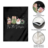 Christmas Tis The Season Garden Flag Cute Winter Old Xmas Vintage Pink Santa Claus - Wonder Print Shop