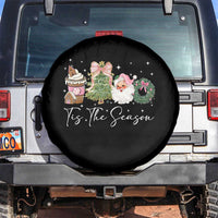 Christmas Tis The Season Spare Tire Cover Cute Winter Old Xmas Vintage Pink Santa Claus - Wonder Print Shop
