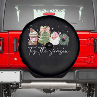 Christmas Tis The Season Spare Tire Cover Cute Winter Old Xmas Vintage Pink Santa Claus - Wonder Print Shop