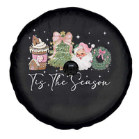 Christmas Tis The Season Spare Tire Cover Cute Winter Old Xmas Vintage Pink Santa Claus - Wonder Print Shop