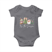 Christmas Tis The Season Baby Onesie Cute Winter Old Xmas Vintage Pink Santa Claus - Wonder Print Shop