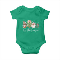 Christmas Tis The Season Baby Onesie Cute Winter Old Xmas Vintage Pink Santa Claus - Wonder Print Shop