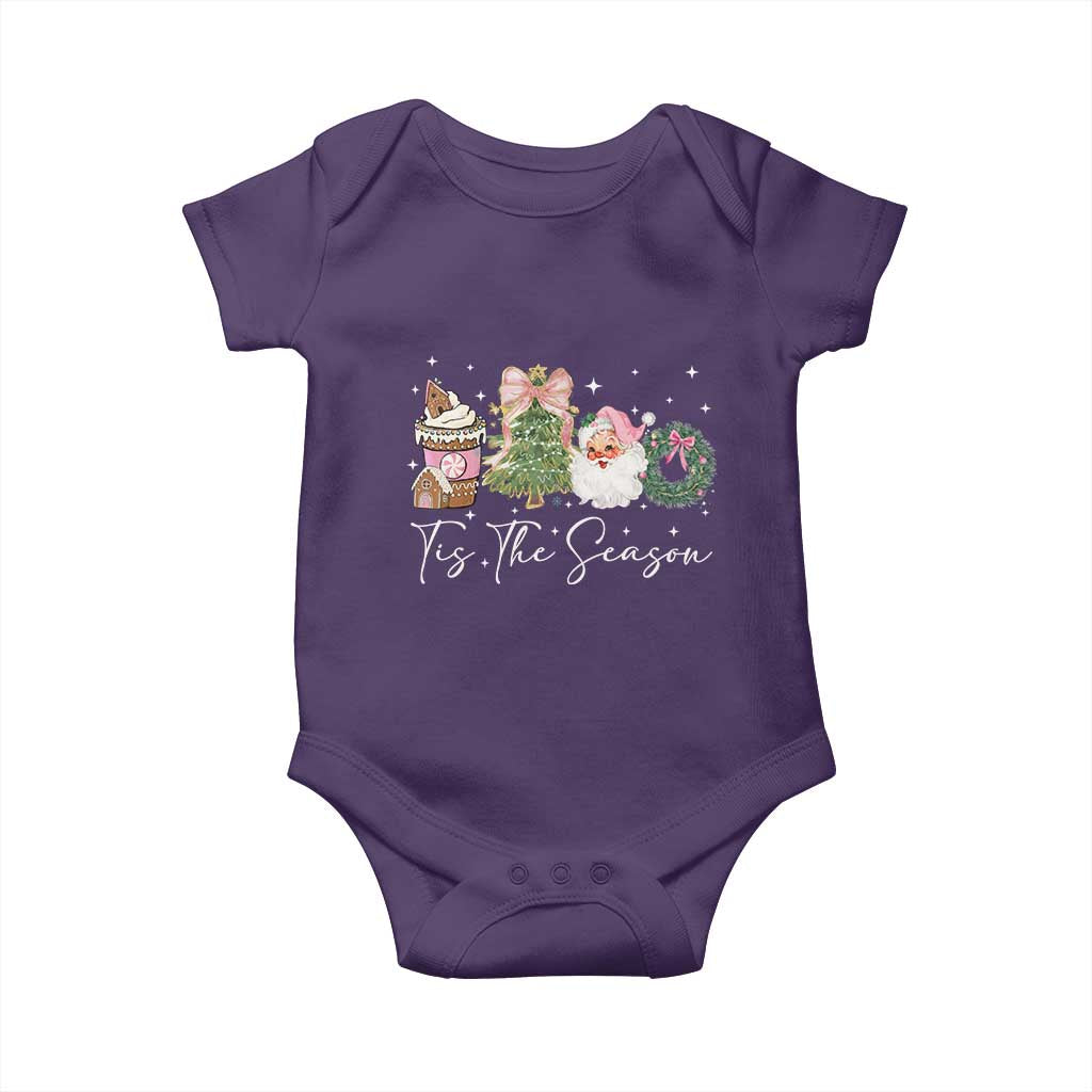 Christmas Tis The Season Baby Onesie Cute Winter Old Xmas Vintage Pink Santa Claus - Wonder Print Shop