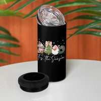 Christmas Tis The Season 4 in 1 Can Cooler Tumbler Cute Winter Old Xmas Vintage Pink Santa Claus - Wonder Print Shop