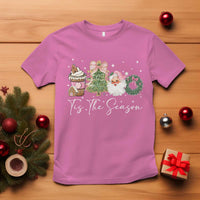 Christmas Tis The Season T Shirt Cute Winter Old Xmas Vintage Pink Santa Claus - Wonder Print Shop