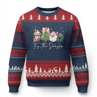 Christmas Tis The Season Ugly Christmas Sweater Cute Winter Old Xmas Vintage Pink Santa Claus - Wonder Print Shop