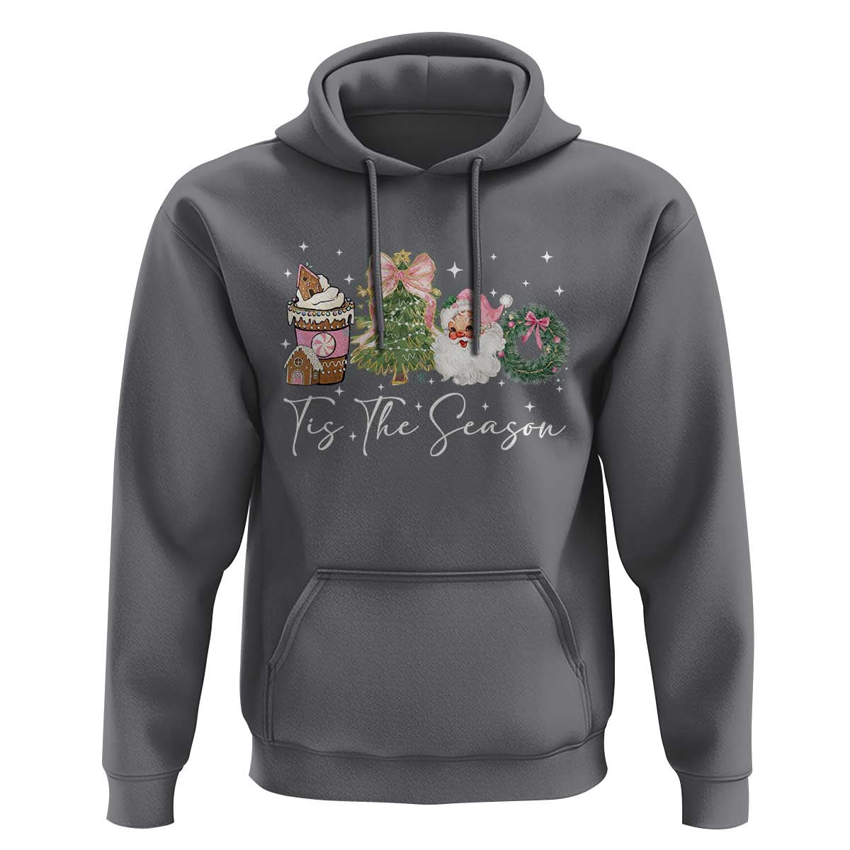 Christmas Tis The Season Hoodie Cute Winter Old Xmas Vintage Pink Santa Claus - Wonder Print Shop