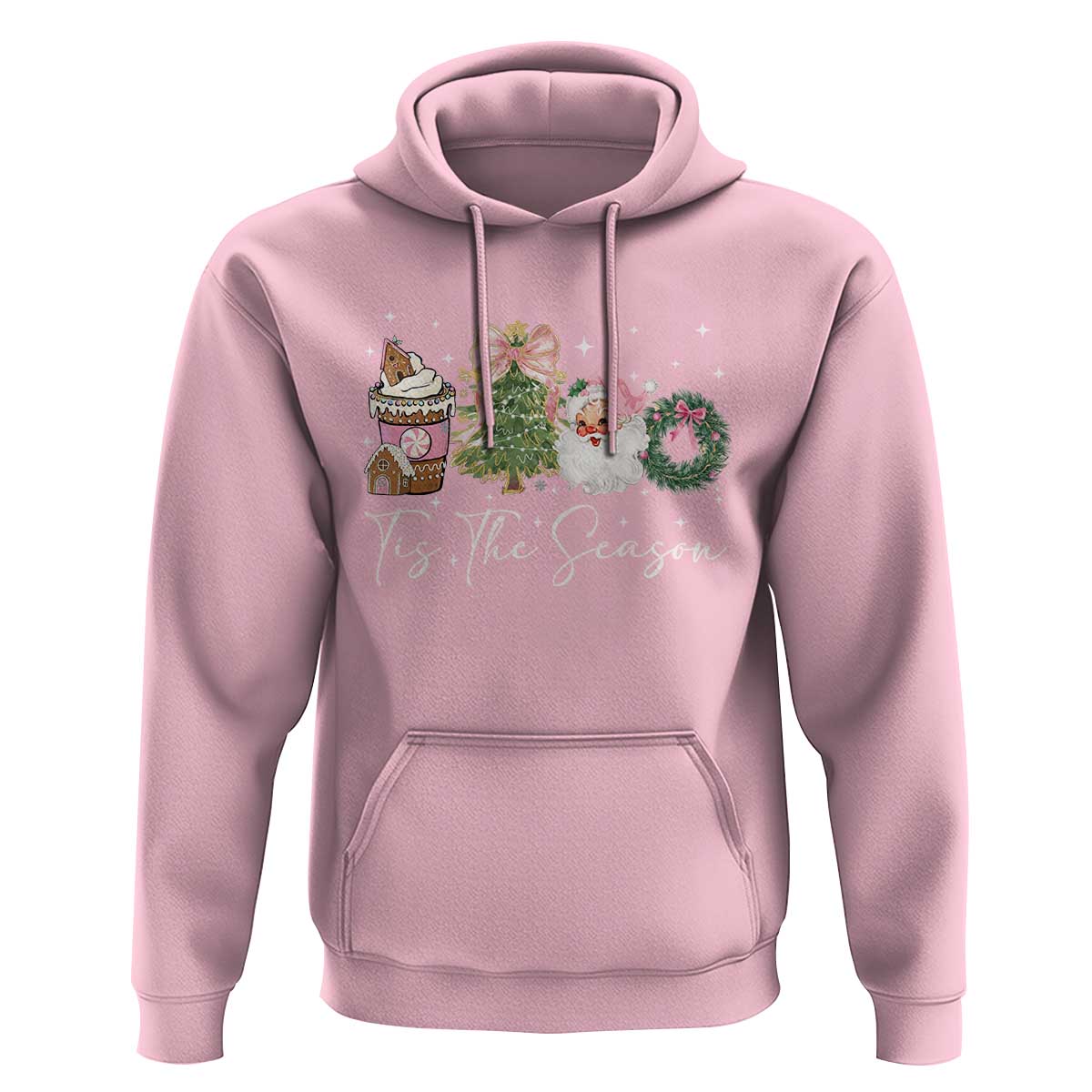 Christmas Tis The Season Hoodie Cute Winter Old Xmas Vintage Pink Santa Claus - Wonder Print Shop