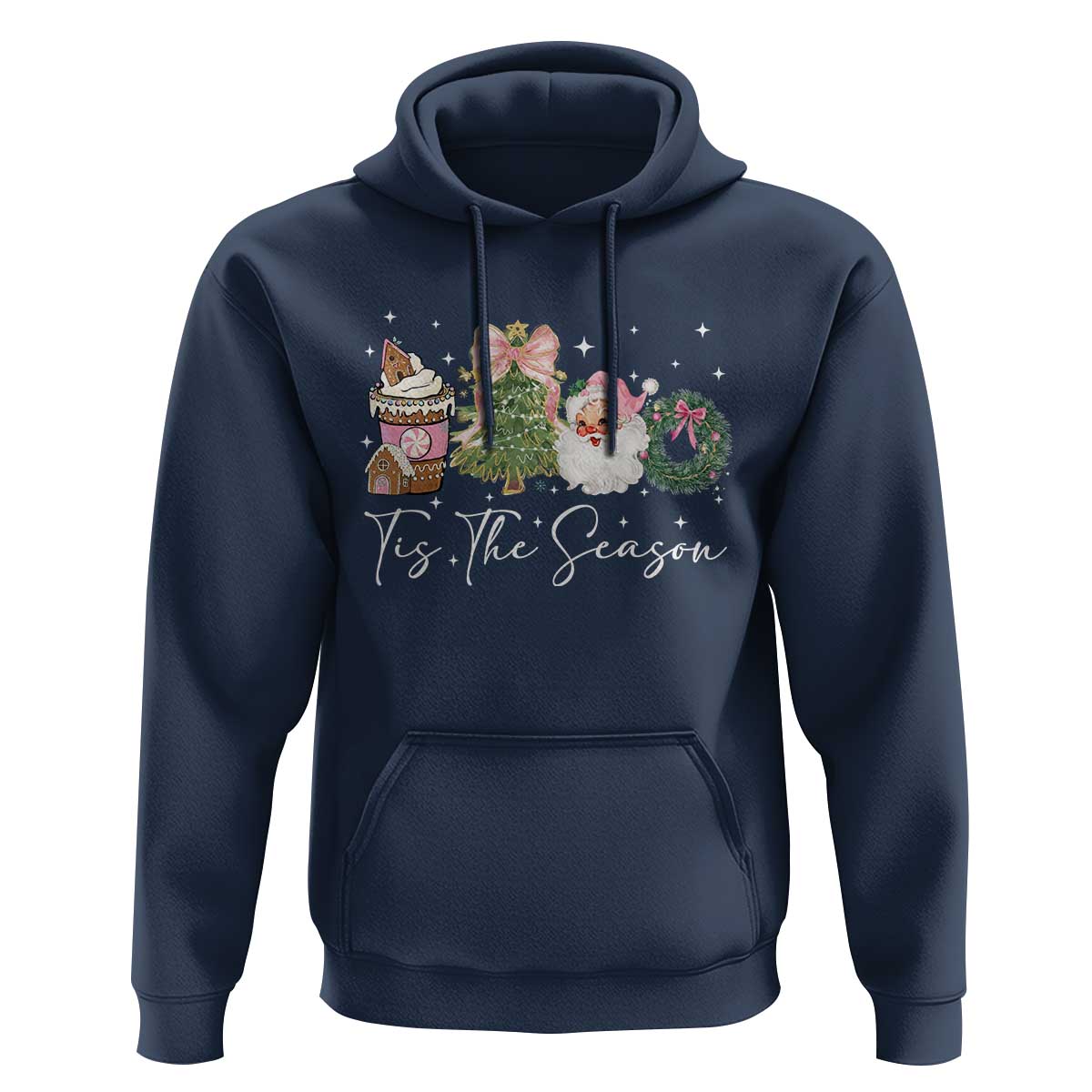 Christmas Tis The Season Hoodie Cute Winter Old Xmas Vintage Pink Santa Claus - Wonder Print Shop
