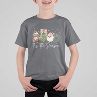 Christmas Tis The Season T Shirt For Kid Cute Winter Old Xmas Vintage Pink Santa Claus - Wonder Print Shop