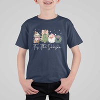 Christmas Tis The Season T Shirt For Kid Cute Winter Old Xmas Vintage Pink Santa Claus - Wonder Print Shop