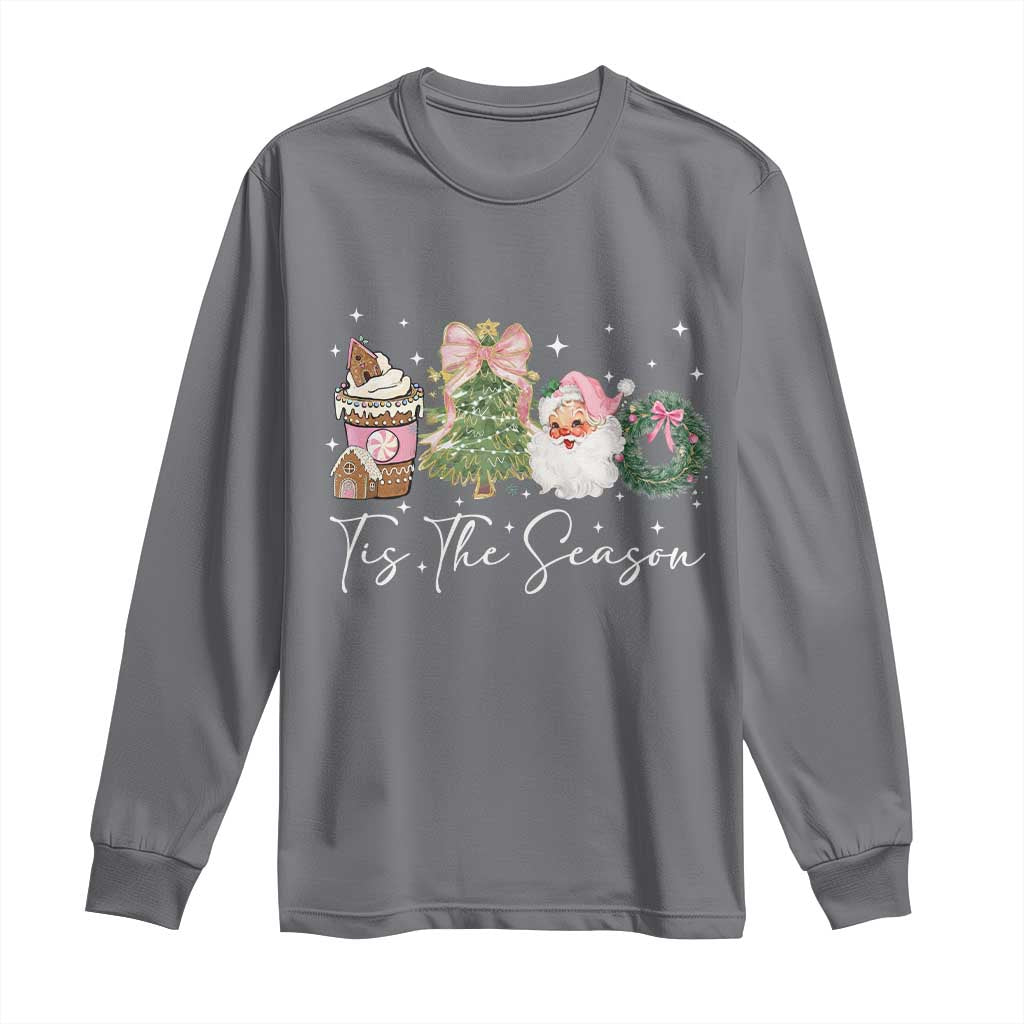 Christmas Tis The Season Long Sleeve Shirt Cute Winter Old Xmas Vintage Pink Santa Claus - Wonder Print Shop