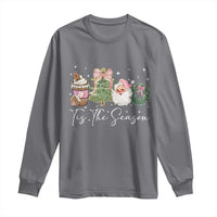 Christmas Tis The Season Long Sleeve Shirt Cute Winter Old Xmas Vintage Pink Santa Claus - Wonder Print Shop