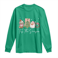 Christmas Tis The Season Long Sleeve Shirt Cute Winter Old Xmas Vintage Pink Santa Claus - Wonder Print Shop