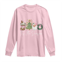 Christmas Tis The Season Long Sleeve Shirt Cute Winter Old Xmas Vintage Pink Santa Claus - Wonder Print Shop