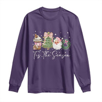 Christmas Tis The Season Long Sleeve Shirt Cute Winter Old Xmas Vintage Pink Santa Claus - Wonder Print Shop