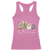 Christmas Tis The Season Racerback Tank Top Cute Winter Old Xmas Vintage Pink Santa Claus - Wonder Print Shop