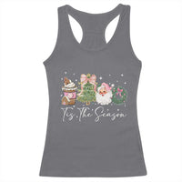 Christmas Tis The Season Racerback Tank Top Cute Winter Old Xmas Vintage Pink Santa Claus - Wonder Print Shop