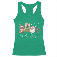 Christmas Tis The Season Racerback Tank Top Cute Winter Old Xmas Vintage Pink Santa Claus - Wonder Print Shop