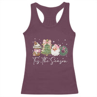 Christmas Tis The Season Racerback Tank Top Cute Winter Old Xmas Vintage Pink Santa Claus - Wonder Print Shop
