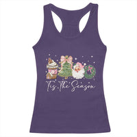 Christmas Tis The Season Racerback Tank Top Cute Winter Old Xmas Vintage Pink Santa Claus - Wonder Print Shop