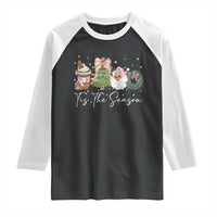 Christmas Tis The Season Raglan Shirt Cute Winter Old Xmas Vintage Pink Santa Claus - Wonder Print Shop