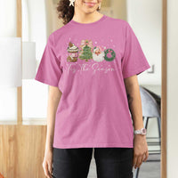 Christmas Tis The Season T Shirt For Women Cute Winter Old Xmas Vintage Pink Santa Claus - Wonder Print Shop