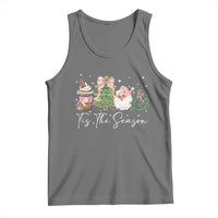 Christmas Tis The Season Tank Top Cute Winter Old Xmas Vintage Pink Santa Claus - Wonder Print Shop