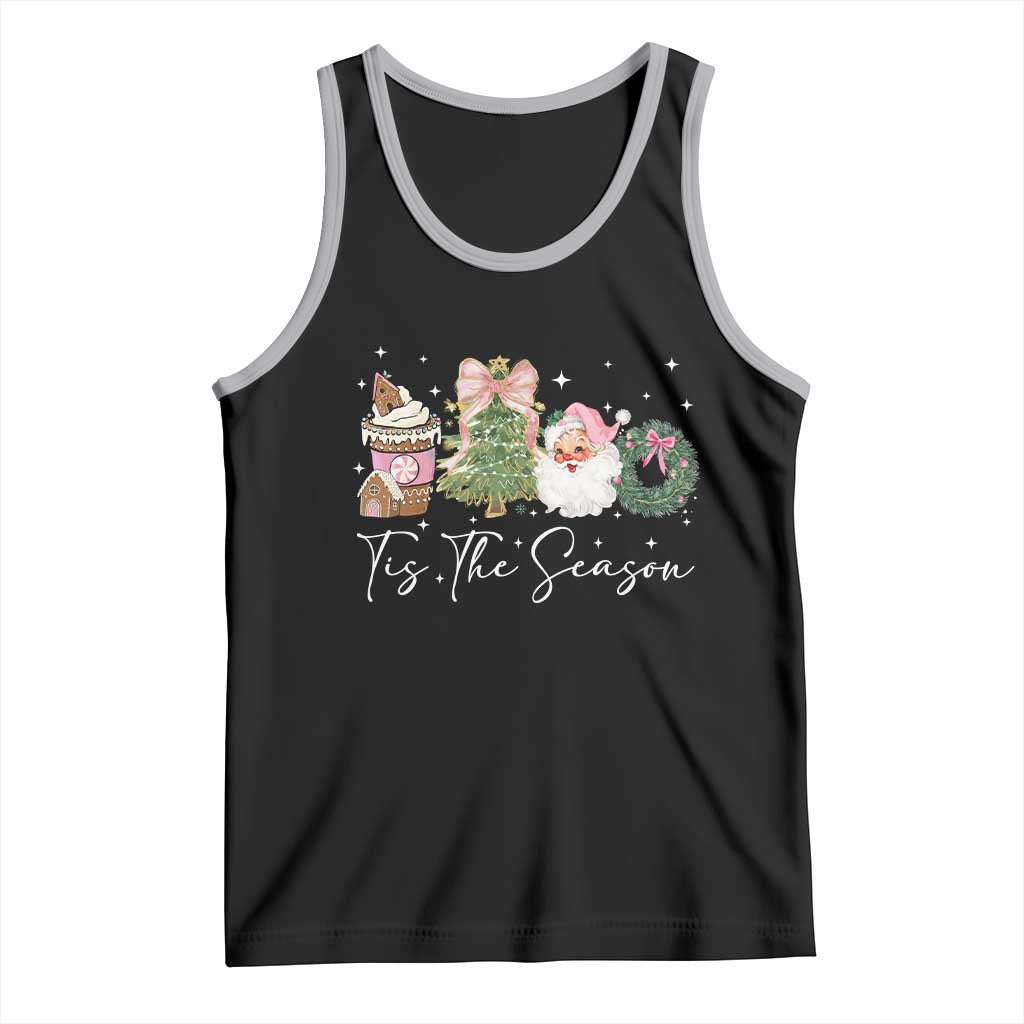 Christmas Tis The Season Tank Top Cute Winter Old Xmas Vintage Pink Santa Claus - Wonder Print Shop