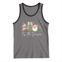 Christmas Tis The Season Tank Top Cute Winter Old Xmas Vintage Pink Santa Claus - Wonder Print Shop