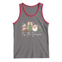 Christmas Tis The Season Tank Top Cute Winter Old Xmas Vintage Pink Santa Claus - Wonder Print Shop
