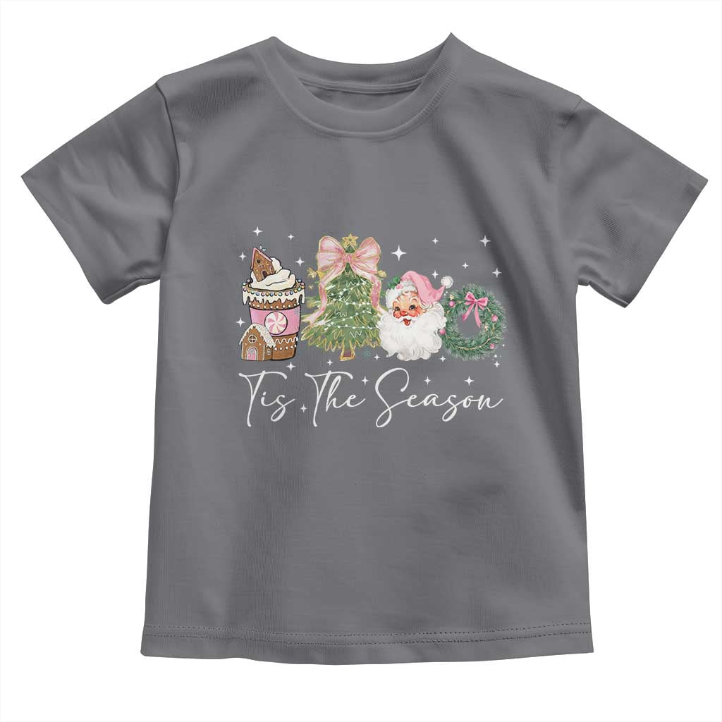 Christmas Tis The Season Toddler T Shirt Cute Winter Old Xmas Vintage Pink Santa Claus - Wonder Print Shop