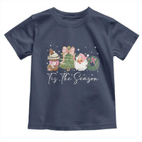 Christmas Tis The Season Toddler T Shirt Cute Winter Old Xmas Vintage Pink Santa Claus - Wonder Print Shop