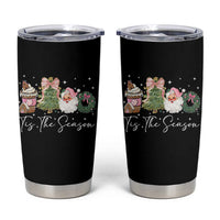 Christmas Tis The Season Tumbler Cup Cute Winter Old Xmas Vintage Pink Santa Claus - Wonder Print Shop