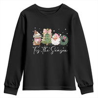 Christmas Tis The Season Youth Sweatshirt Cute Winter Old Xmas Vintage Pink Santa Claus - Wonder Print Shop