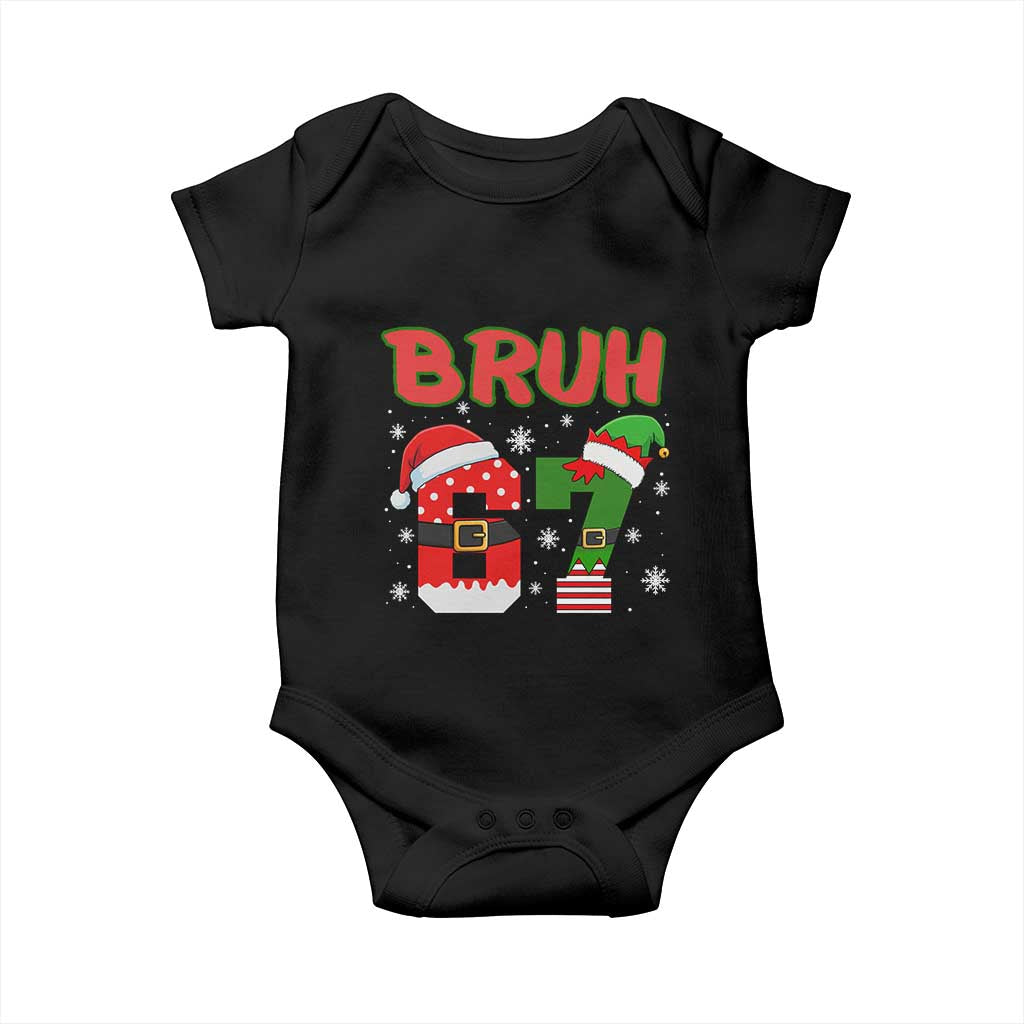 67 Christmas Baby Onesie Six Seven Bruh Funny Boys Kids Meme Pajamas Gen Alpha Slang - Wonder Print Shop
