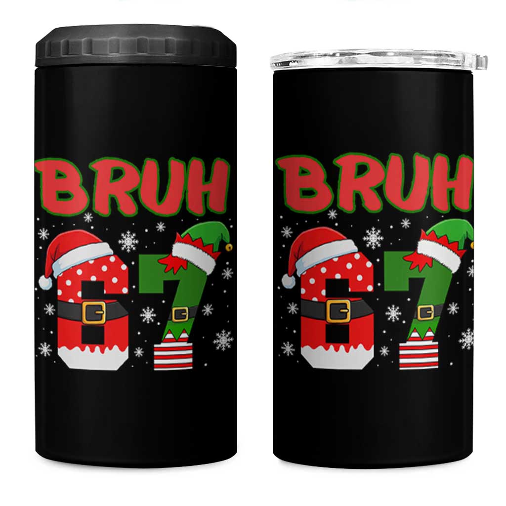 67 Christmas 4 in 1 Can Cooler Tumbler Six Seven Bruh Funny Boys Kids Meme Pajamas Gen Alpha Slang - Wonder Print Shop