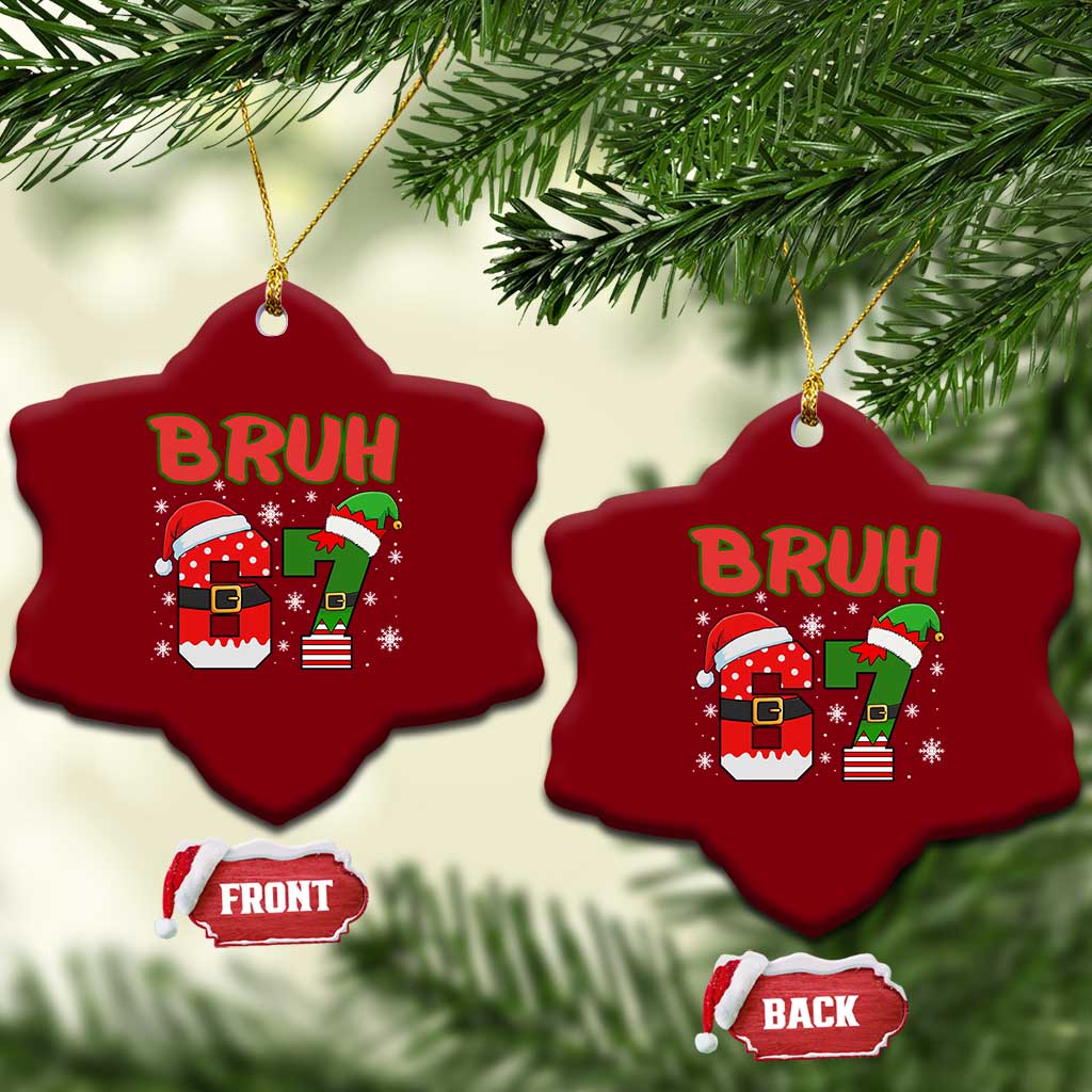 67 Christmas Ceramic Ornament Six Seven Bruh Funny Boys Kids Meme Pajamas Gen Alpha Slang - Wonder Print Shop