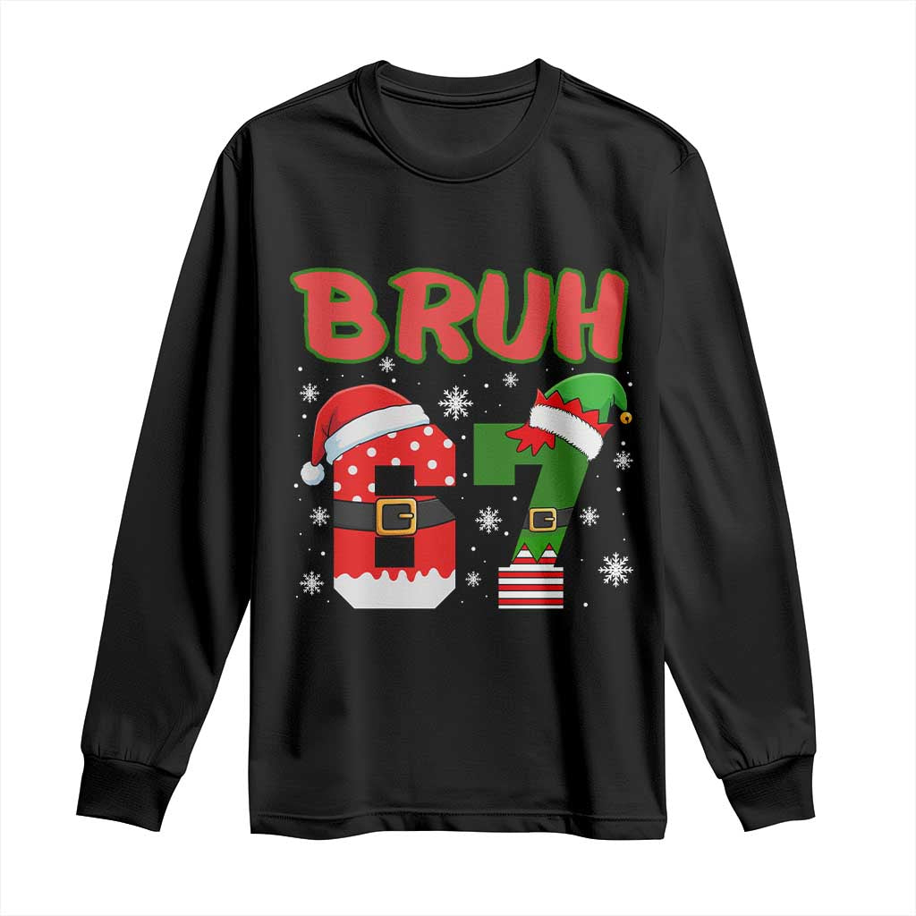 67 Christmas Long Sleeve Shirt Six Seven Bruh Funny Boys Kids Meme Pajamas Gen Alpha Slang - Wonder Print Shop