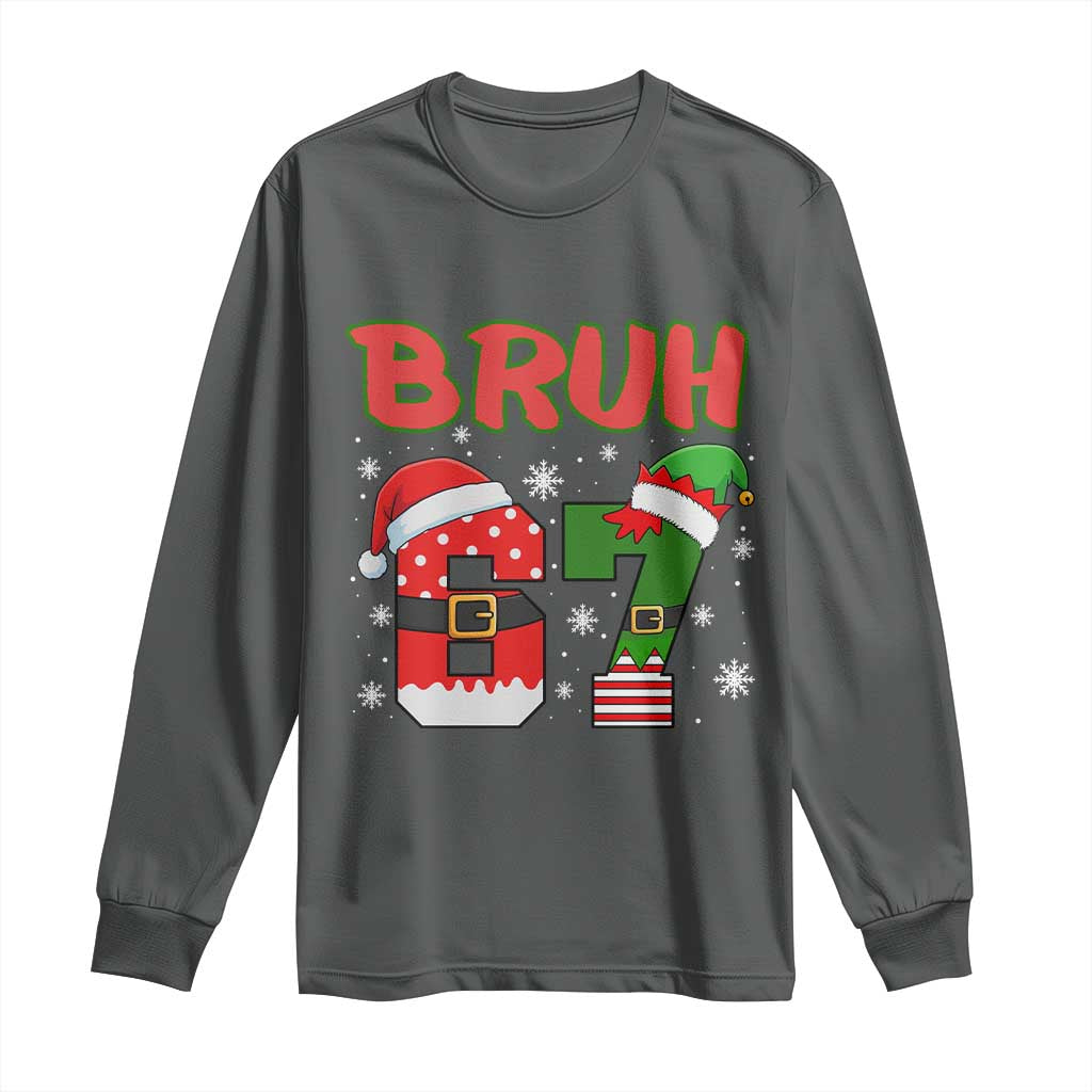 67 Christmas Long Sleeve Shirt Six Seven Bruh Funny Boys Kids Meme Pajamas Gen Alpha Slang - Wonder Print Shop