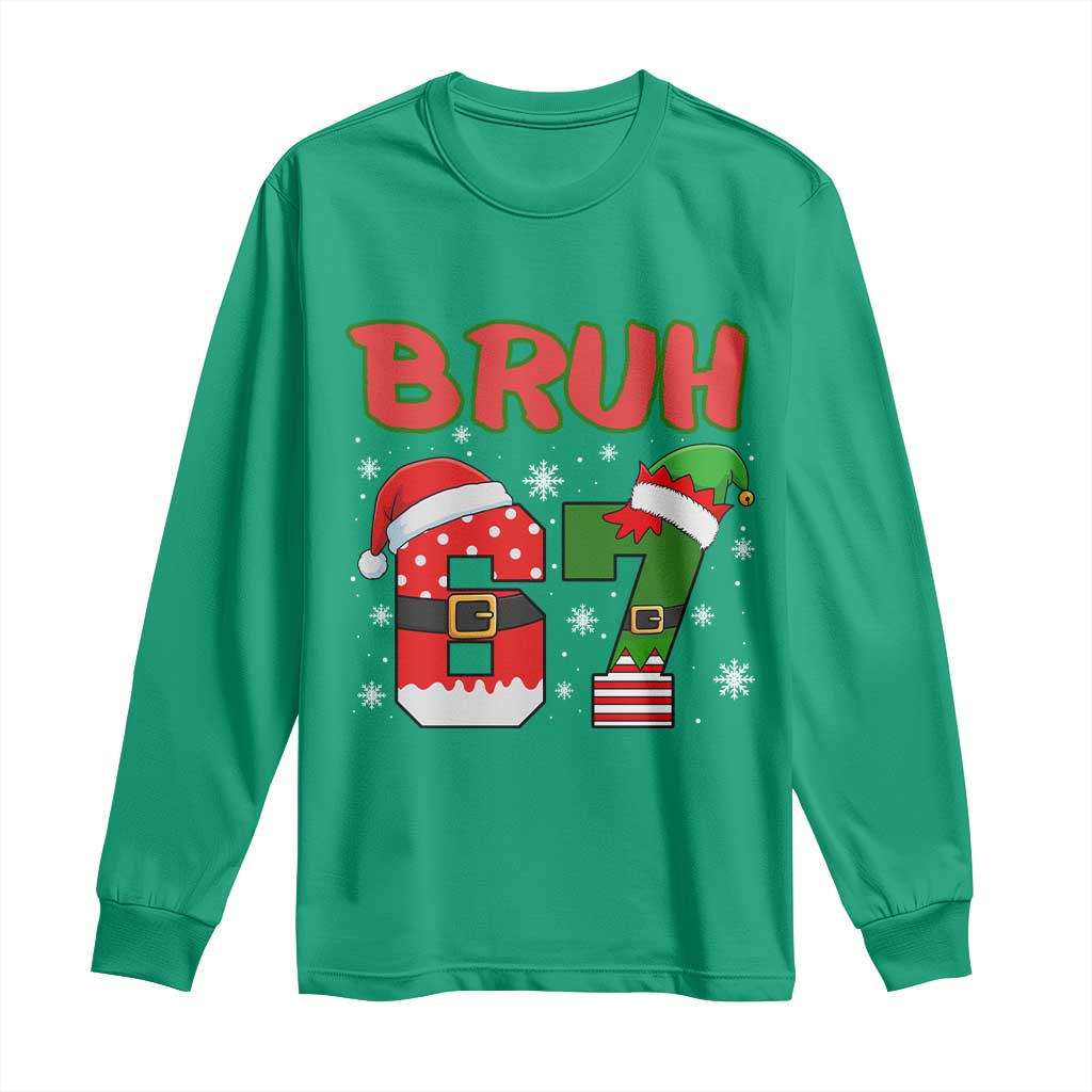 67 Christmas Long Sleeve Shirt Six Seven Bruh Funny Boys Kids Meme Pajamas Gen Alpha Slang - Wonder Print Shop