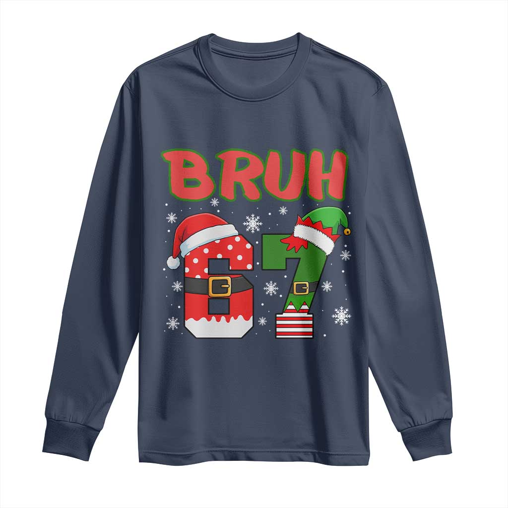 67 Christmas Long Sleeve Shirt Six Seven Bruh Funny Boys Kids Meme Pajamas Gen Alpha Slang - Wonder Print Shop