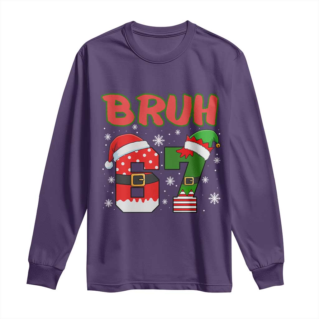 67 Christmas Long Sleeve Shirt Six Seven Bruh Funny Boys Kids Meme Pajamas Gen Alpha Slang - Wonder Print Shop