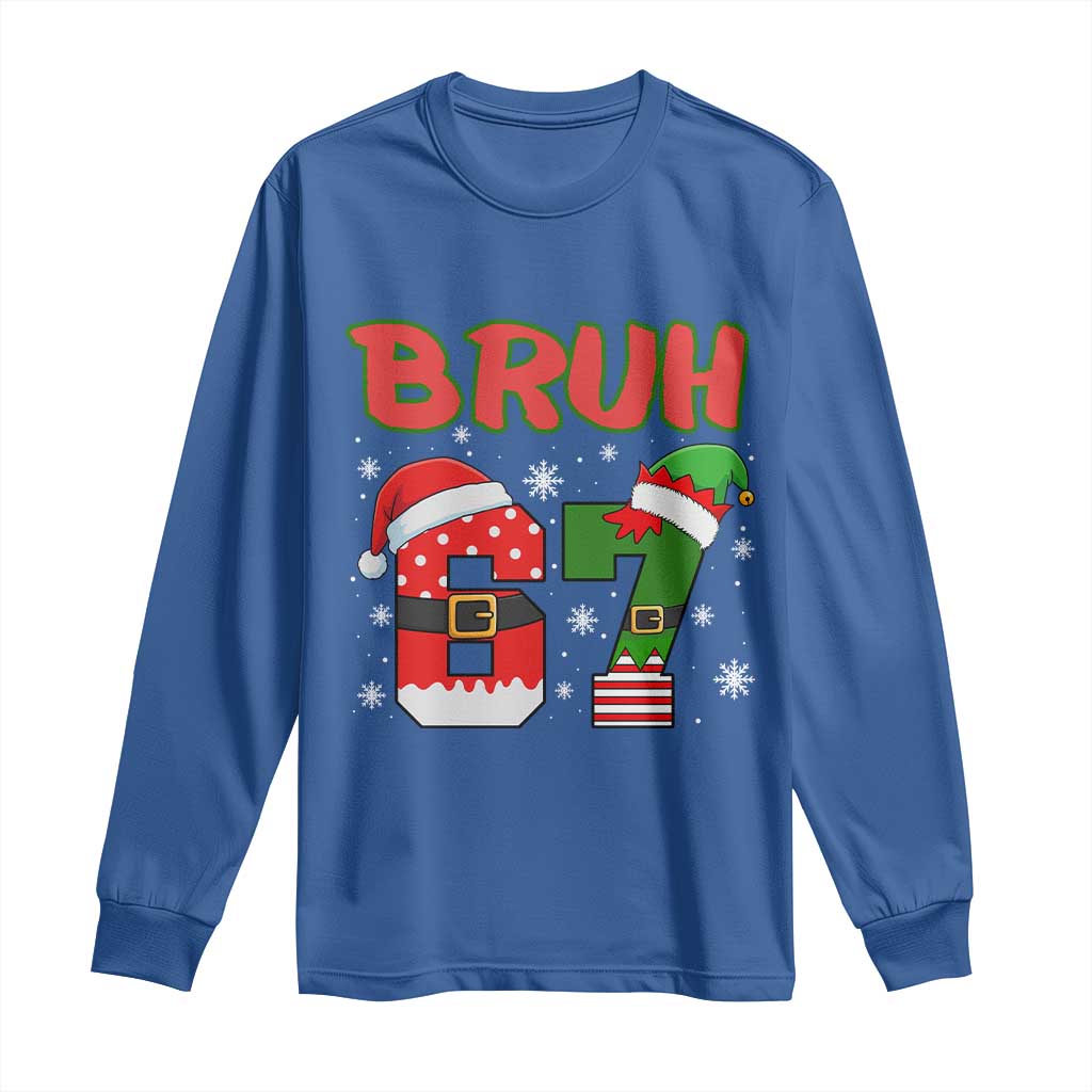 67 Christmas Long Sleeve Shirt Six Seven Bruh Funny Boys Kids Meme Pajamas Gen Alpha Slang - Wonder Print Shop