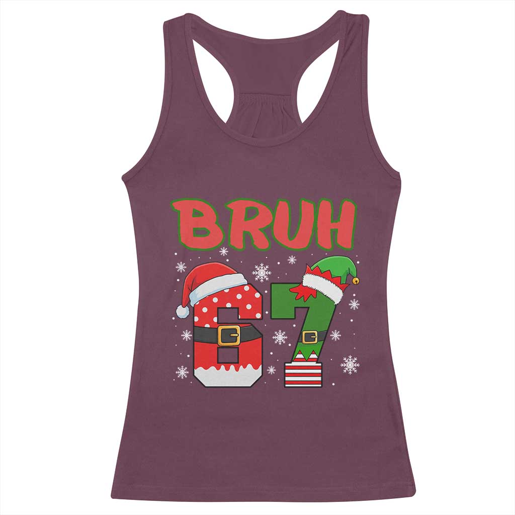 67 Christmas Racerback Tank Top Six Seven Bruh Funny Boys Kids Meme Pajamas Gen Alpha Slang - Wonder Print Shop